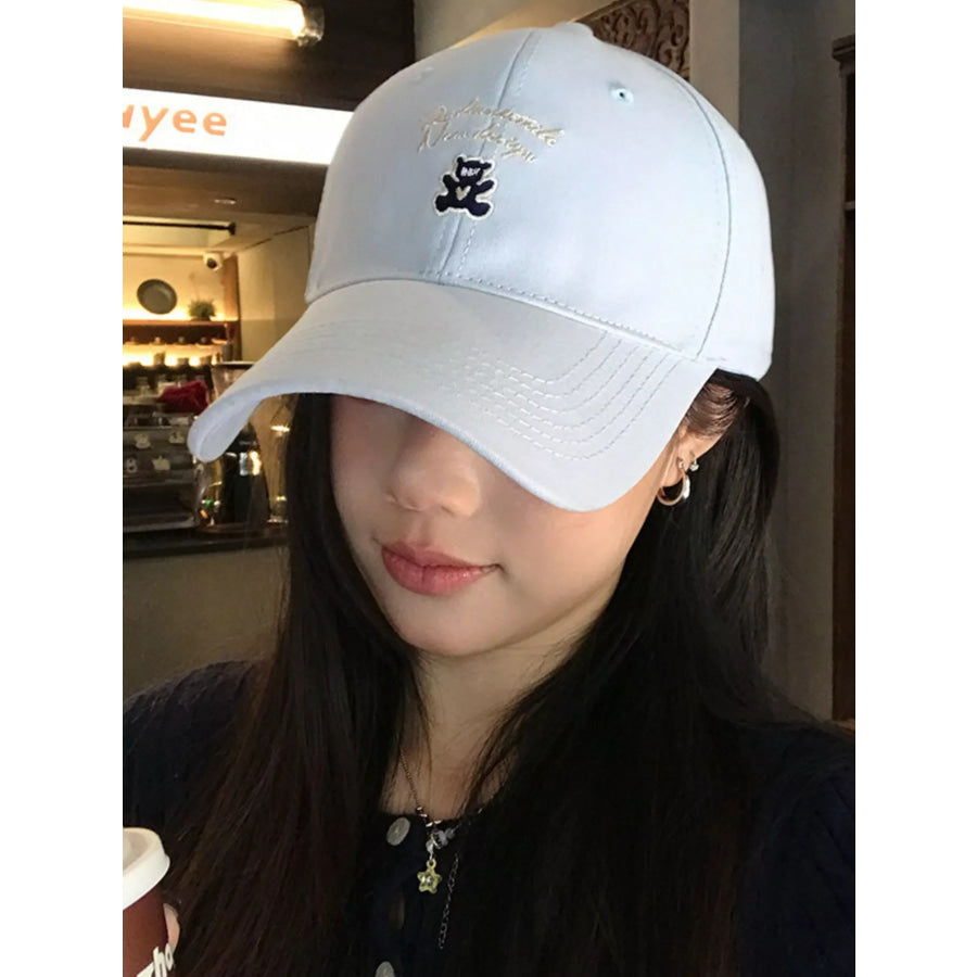 Washed Embroidered Baseball Cap Blue / One Size Apparel and Accessories