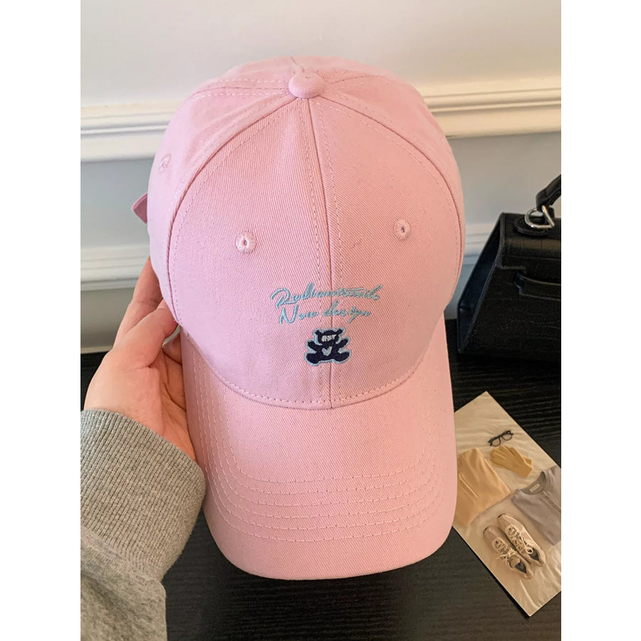 Washed Embroidered Baseball Cap Pink / One Size Apparel and Accessories