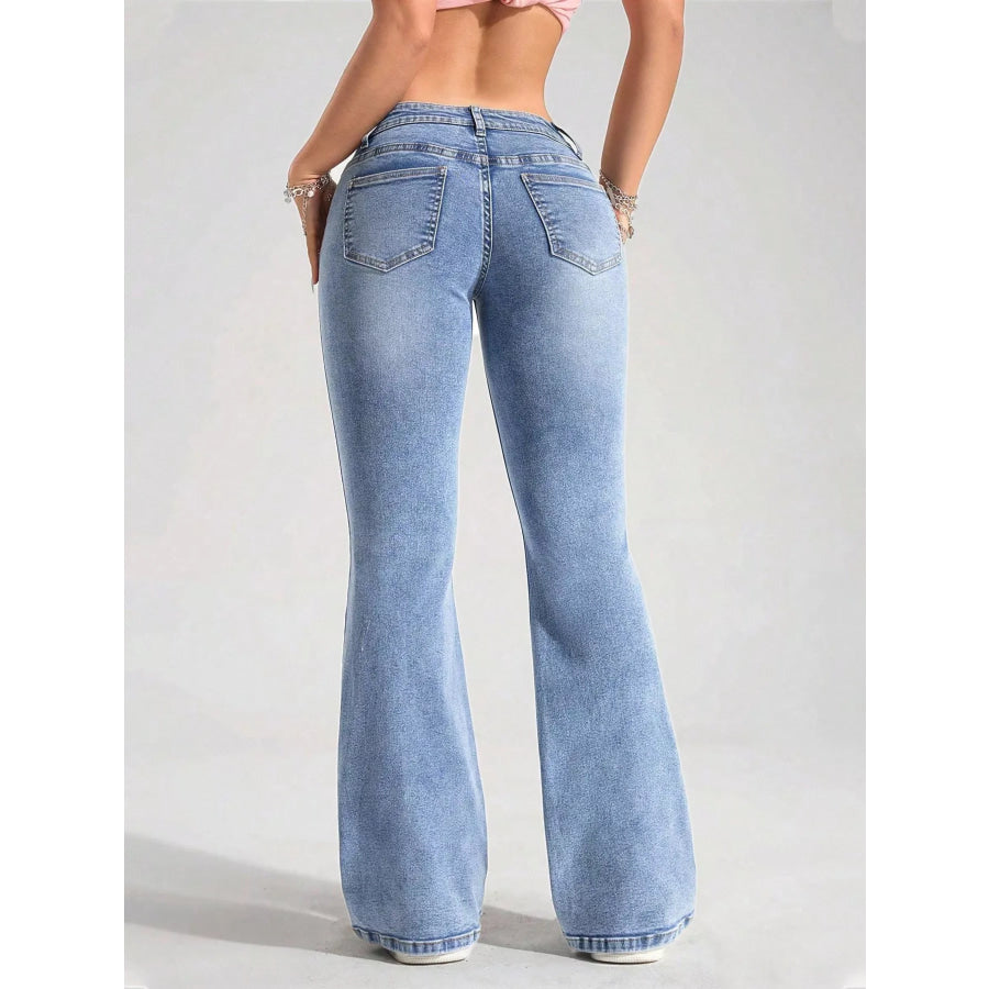 Washed Flare Leg Jeans Apparel and Accessories