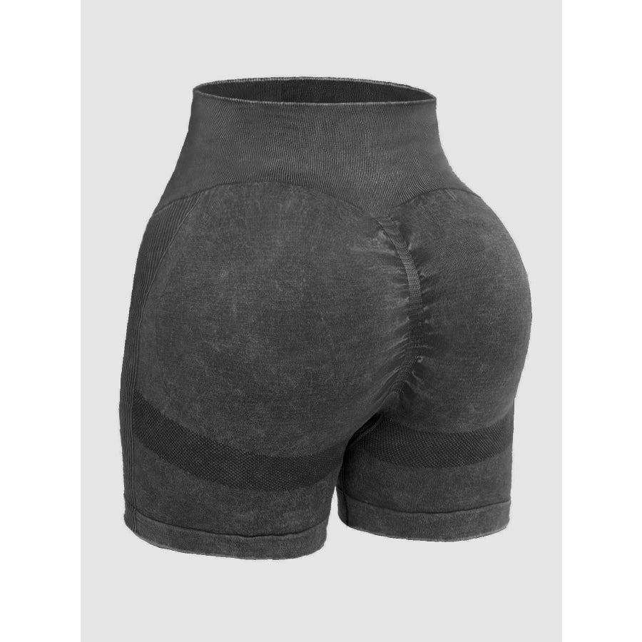 Washed High Waist Active Shorts Apparel and Accessories