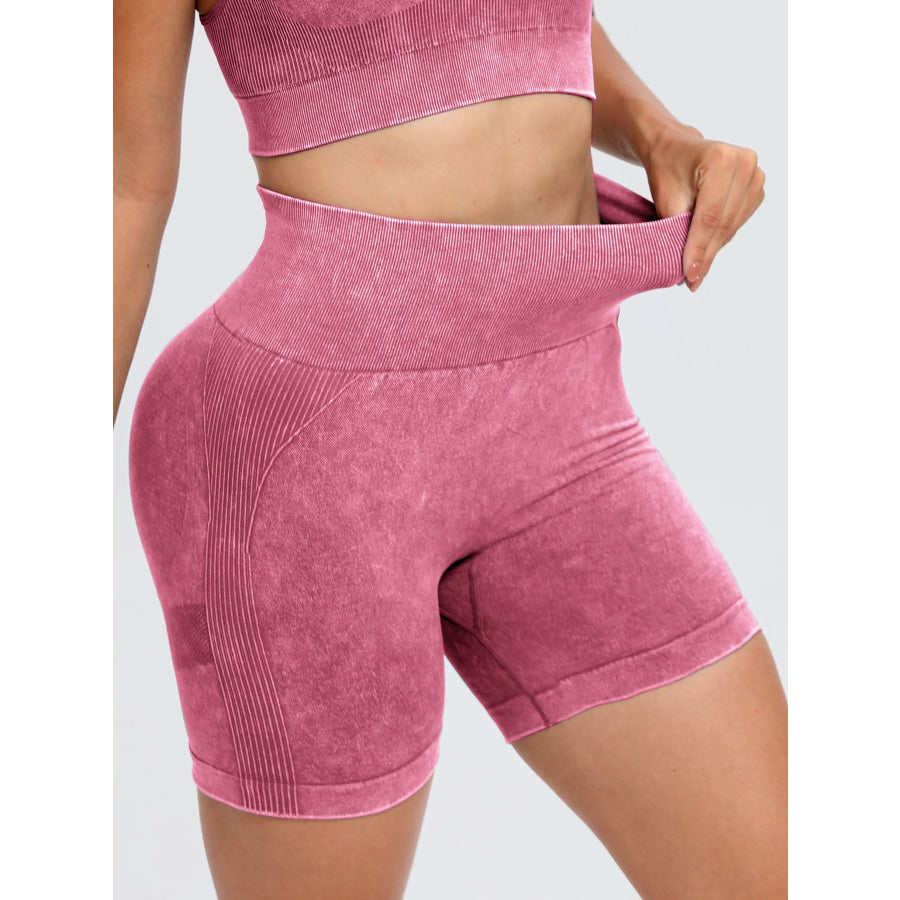 Washed High Waist Active Shorts Dusty Pink / S Apparel and Accessories