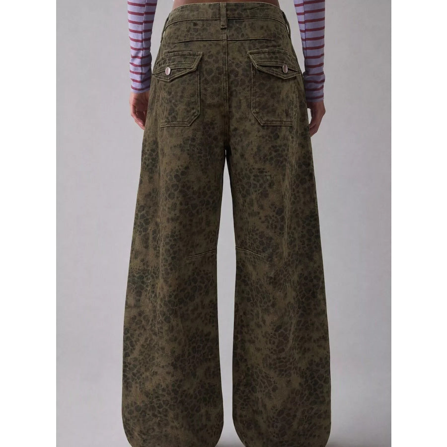 Washed High-Waist Wide-Leg Jeans Apparel and Accessories