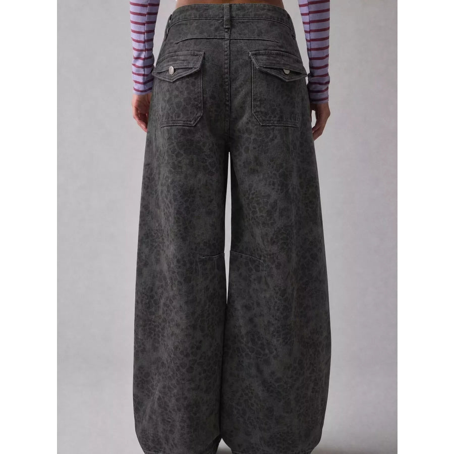 Washed High-Waist Wide-Leg Jeans Apparel and Accessories