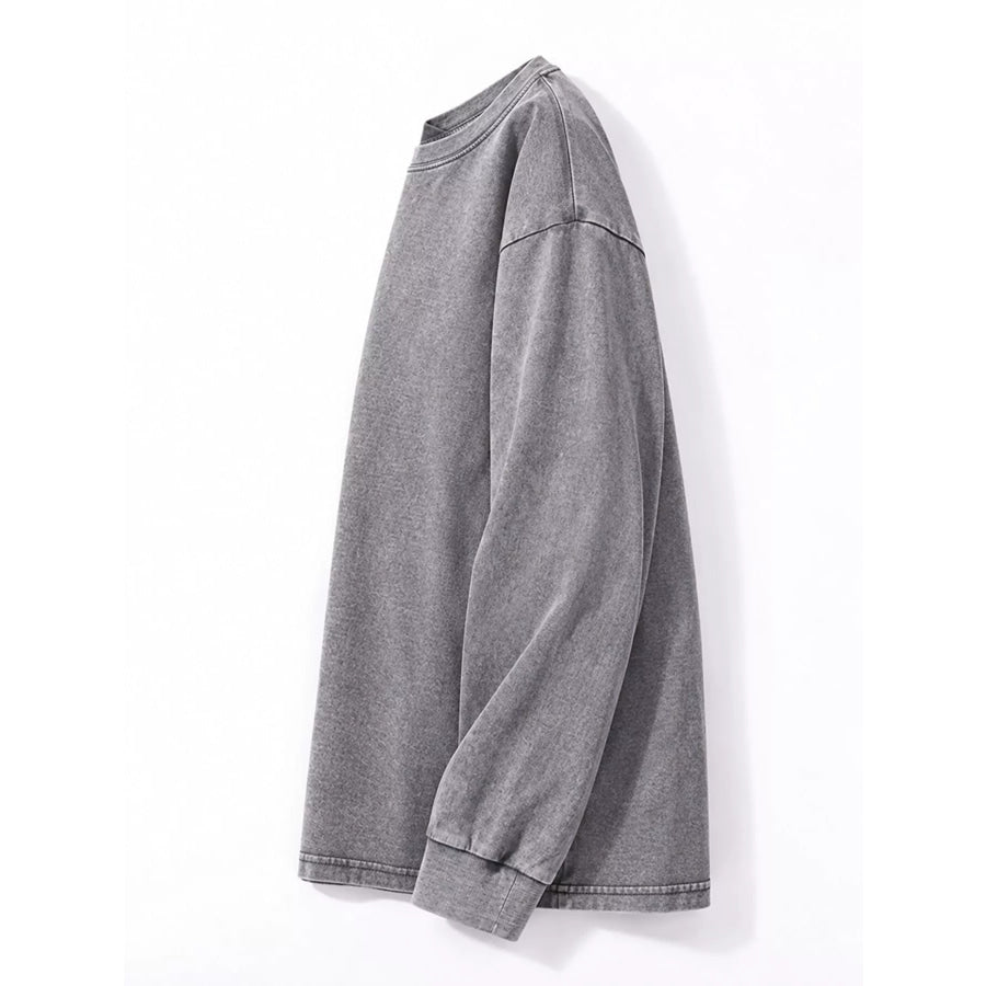 Washed Oversized Long Sleeve T-Shirt Apparel and Accessories