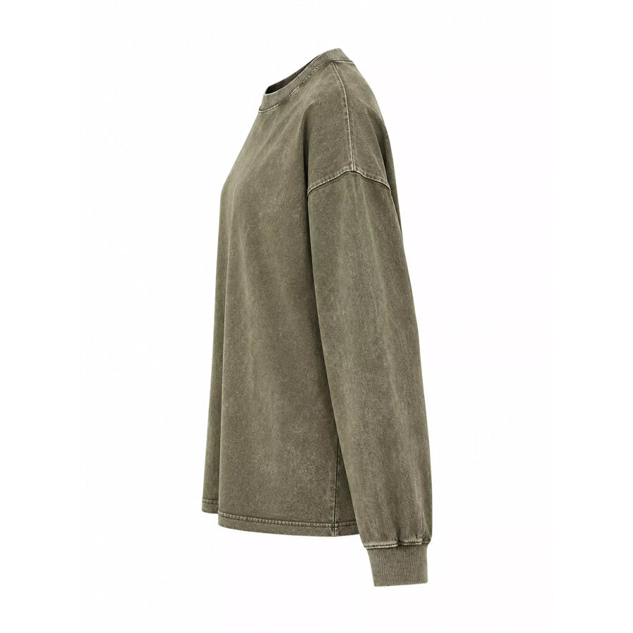 Washed Oversized Long Sleeve T-Shirt Apparel and Accessories