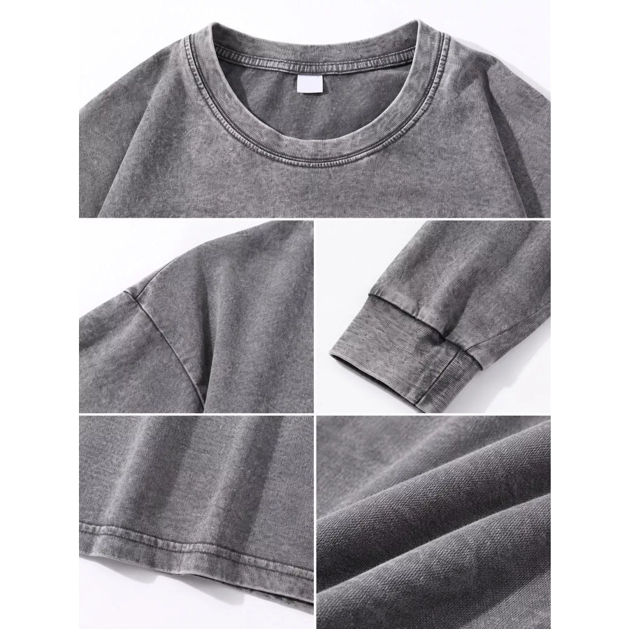 Washed Oversized Long Sleeve T-Shirt Apparel and Accessories