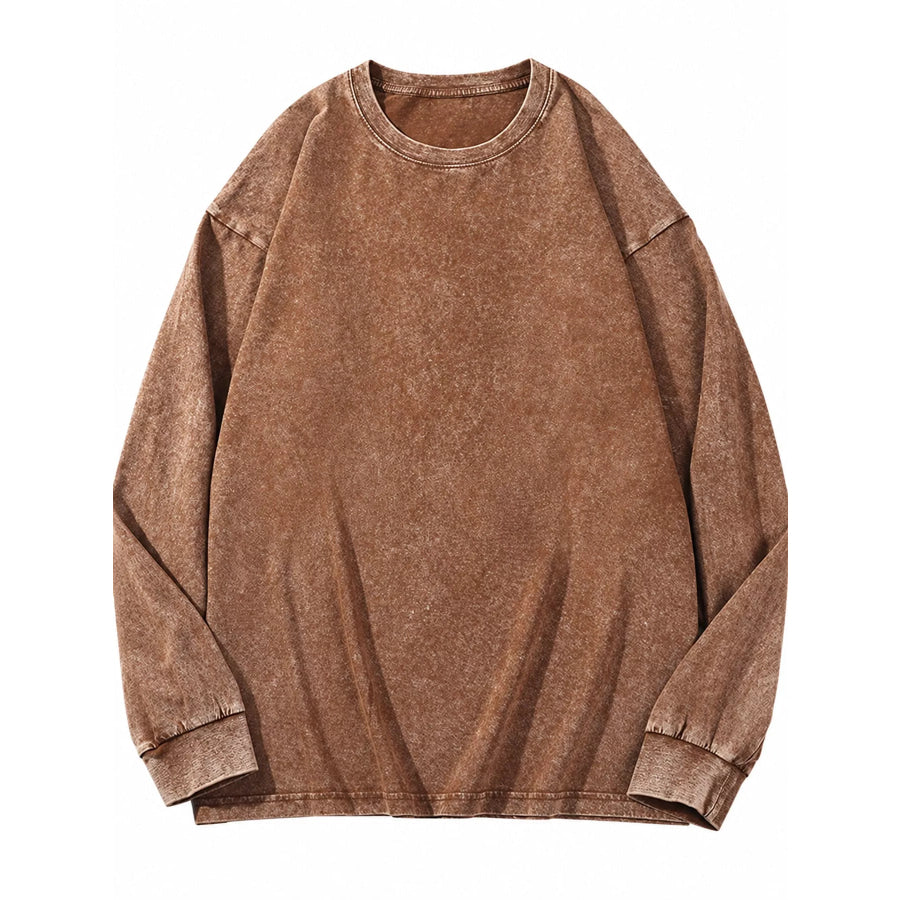 Washed Oversized Long Sleeve T-Shirt Apparel and Accessories