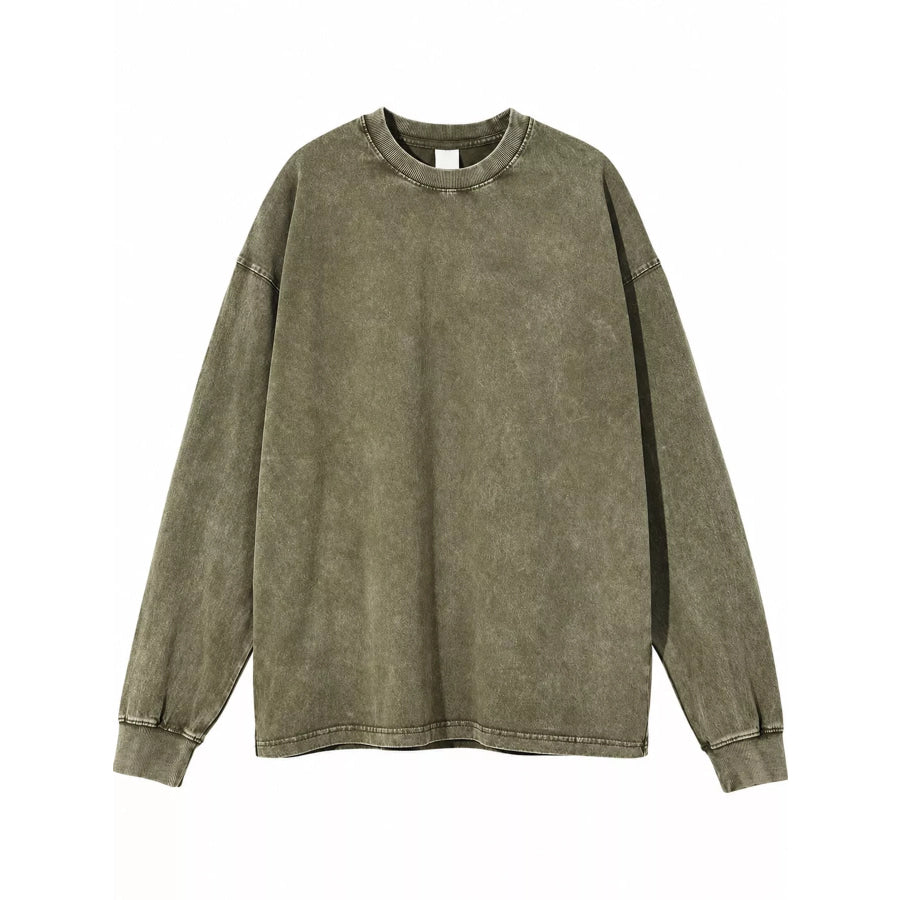 Washed Oversized Long Sleeve T-Shirt Apparel and Accessories