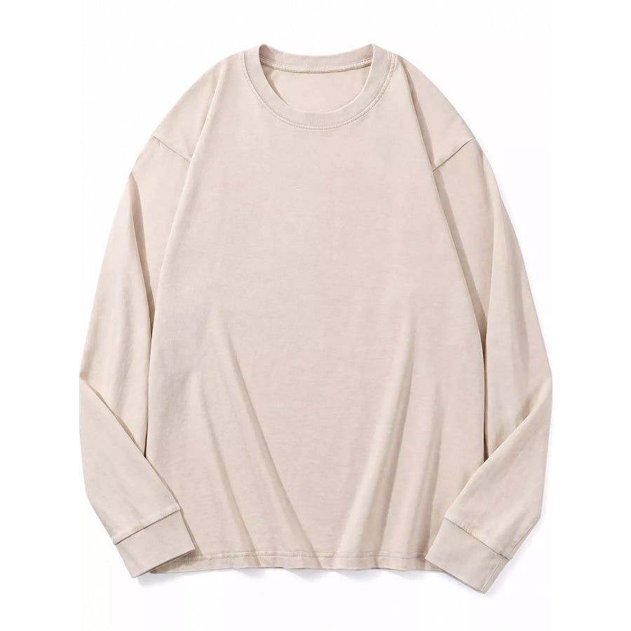 Washed Oversized Long Sleeve T-Shirt Apparel and Accessories