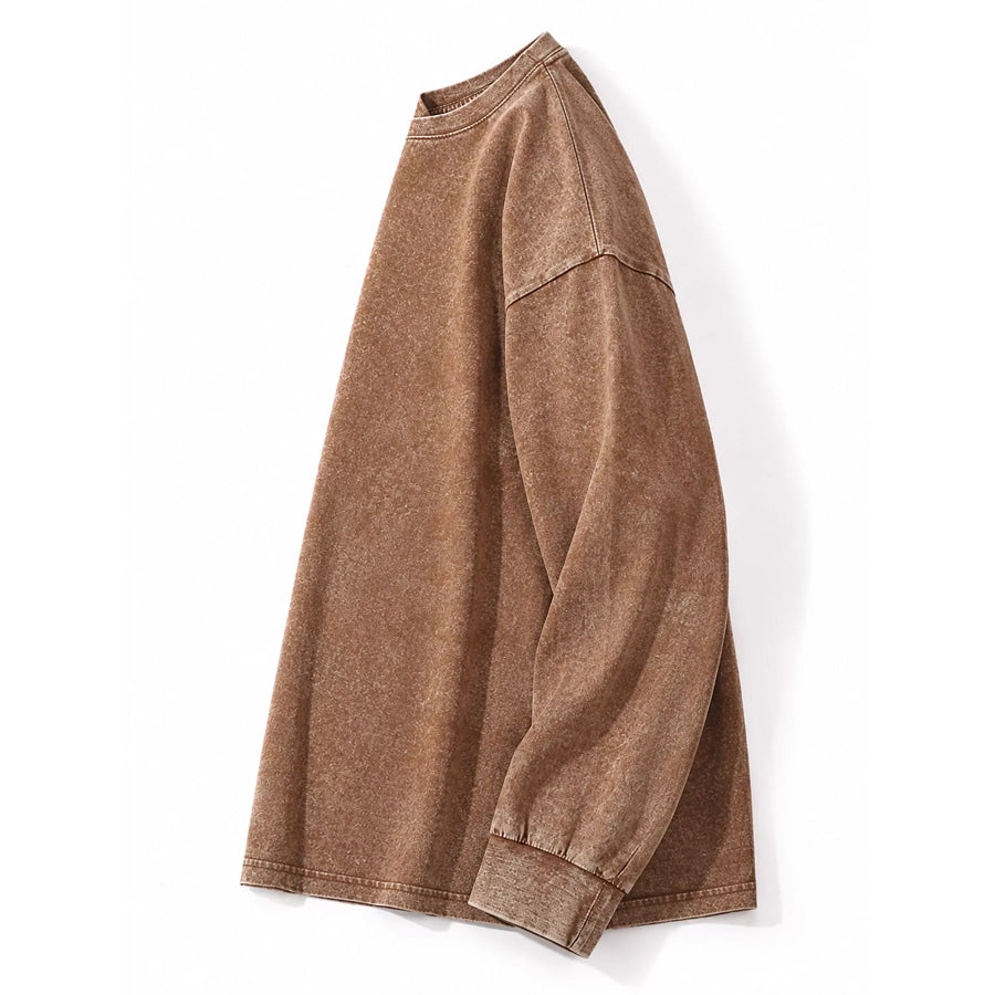 Washed Oversized Long Sleeve T-Shirt Apparel and Accessories