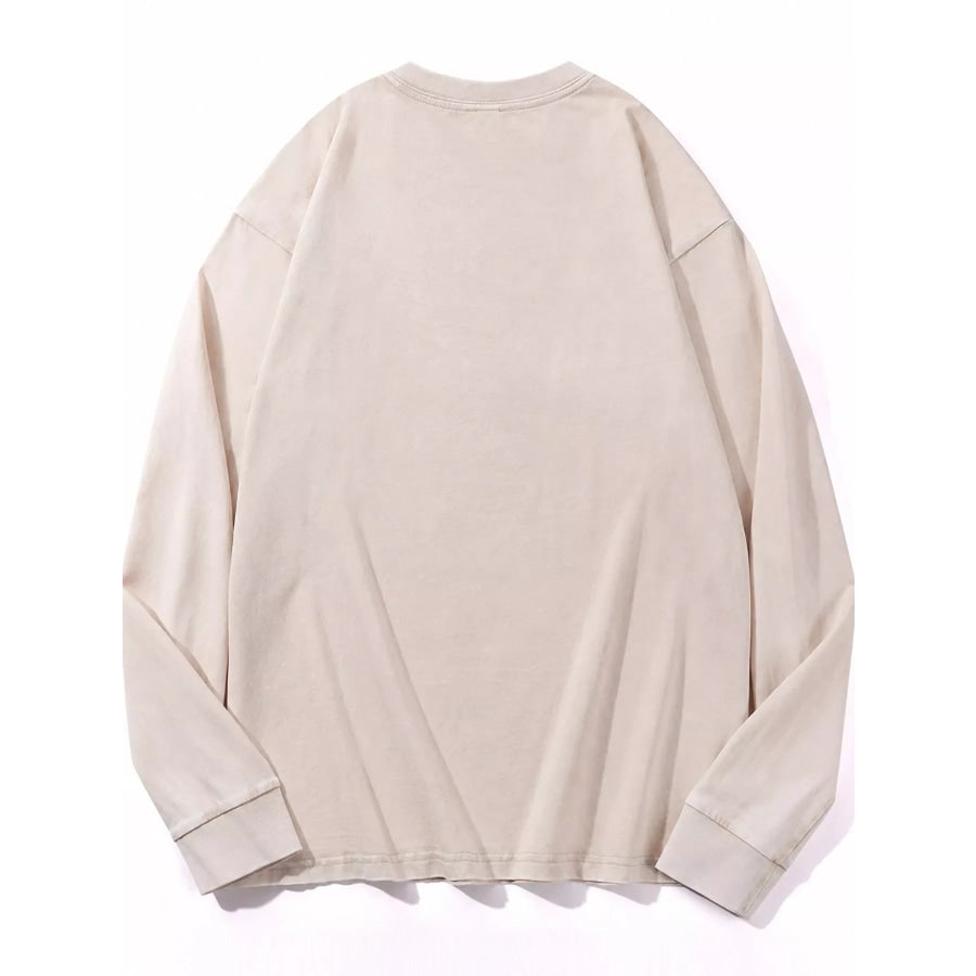 Washed Oversized Long Sleeve T-Shirt Apparel and Accessories