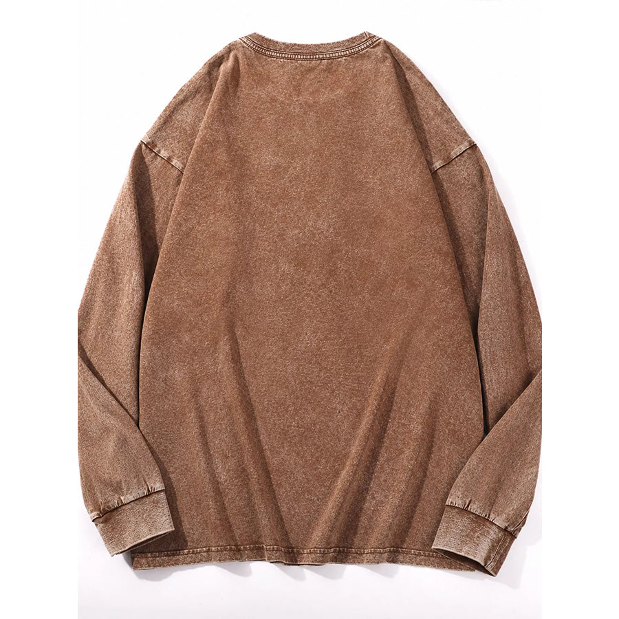 Washed Oversized Long Sleeve T-Shirt Apparel and Accessories
