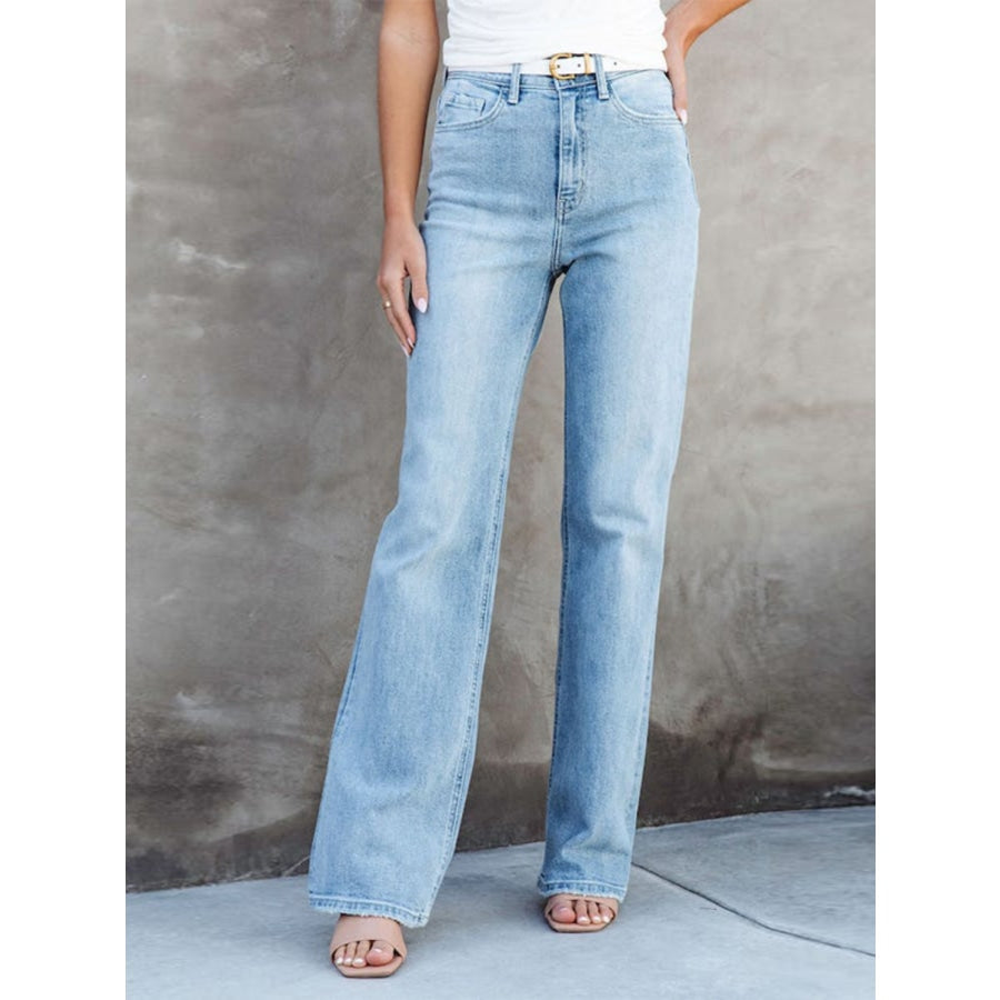 Washed Straight Leg Jeans Misty Blue / S