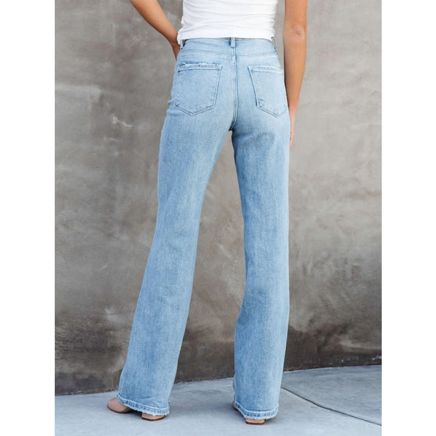 Washed Straight Leg Jeans Misty Blue / S