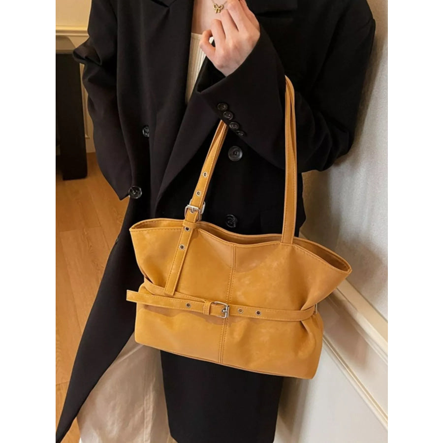 Washed Suede Buckle Detail Tote Bag Apparel and Accessories
