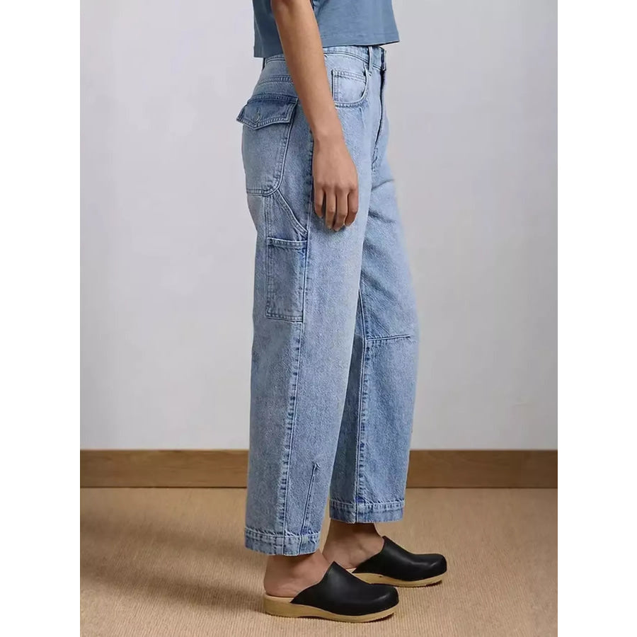 Washed Wide Leg Jeans Apparel and Accessories