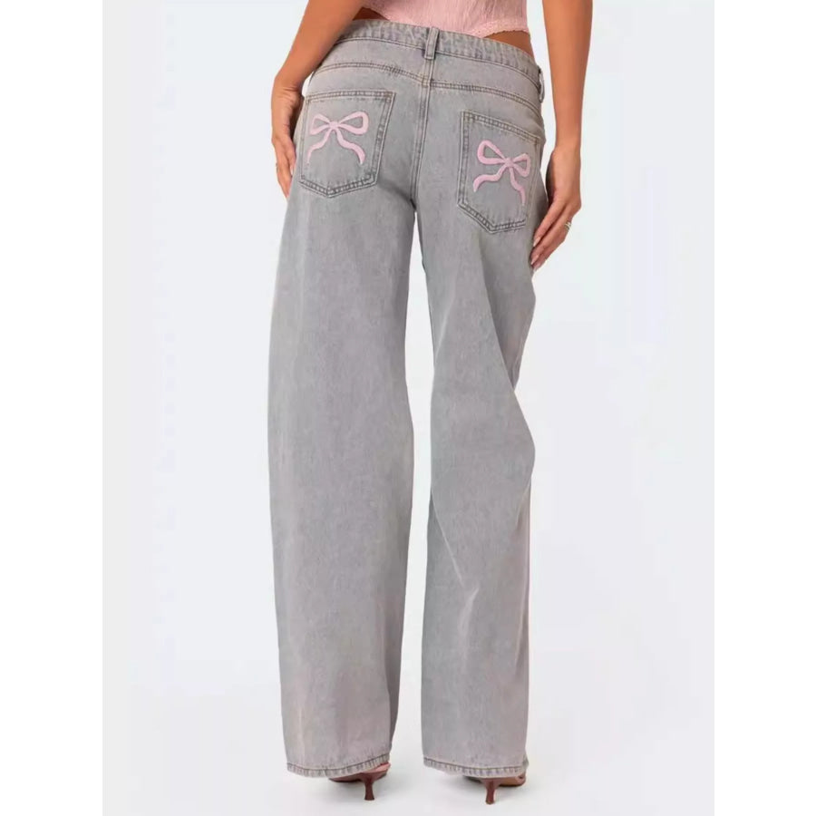 Washed Wide Leg Jeans Apparel and Accessories