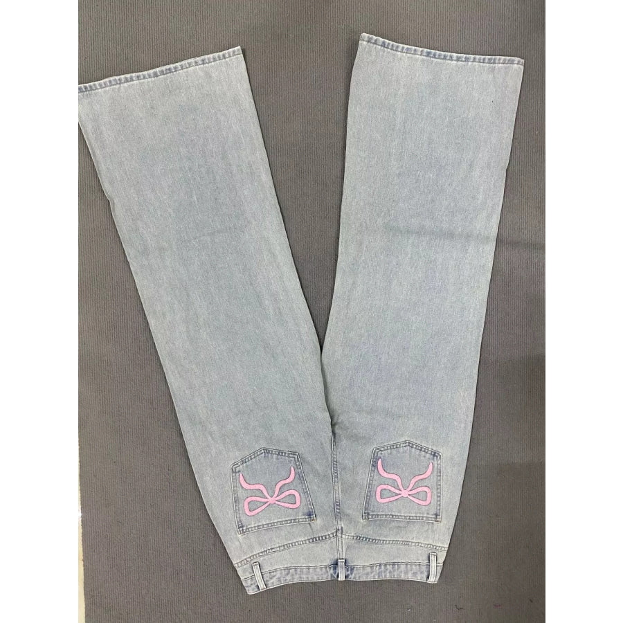 Washed Wide Leg Jeans Apparel and Accessories