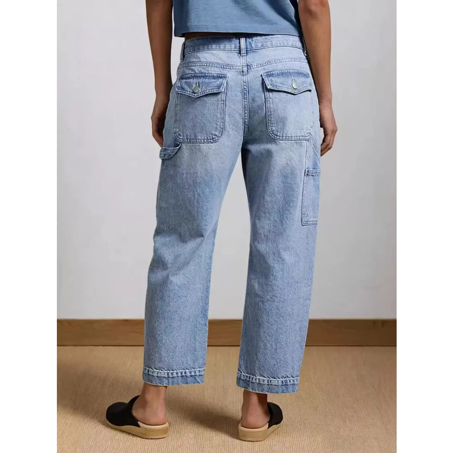 Washed Wide Leg Jeans Apparel and Accessories
