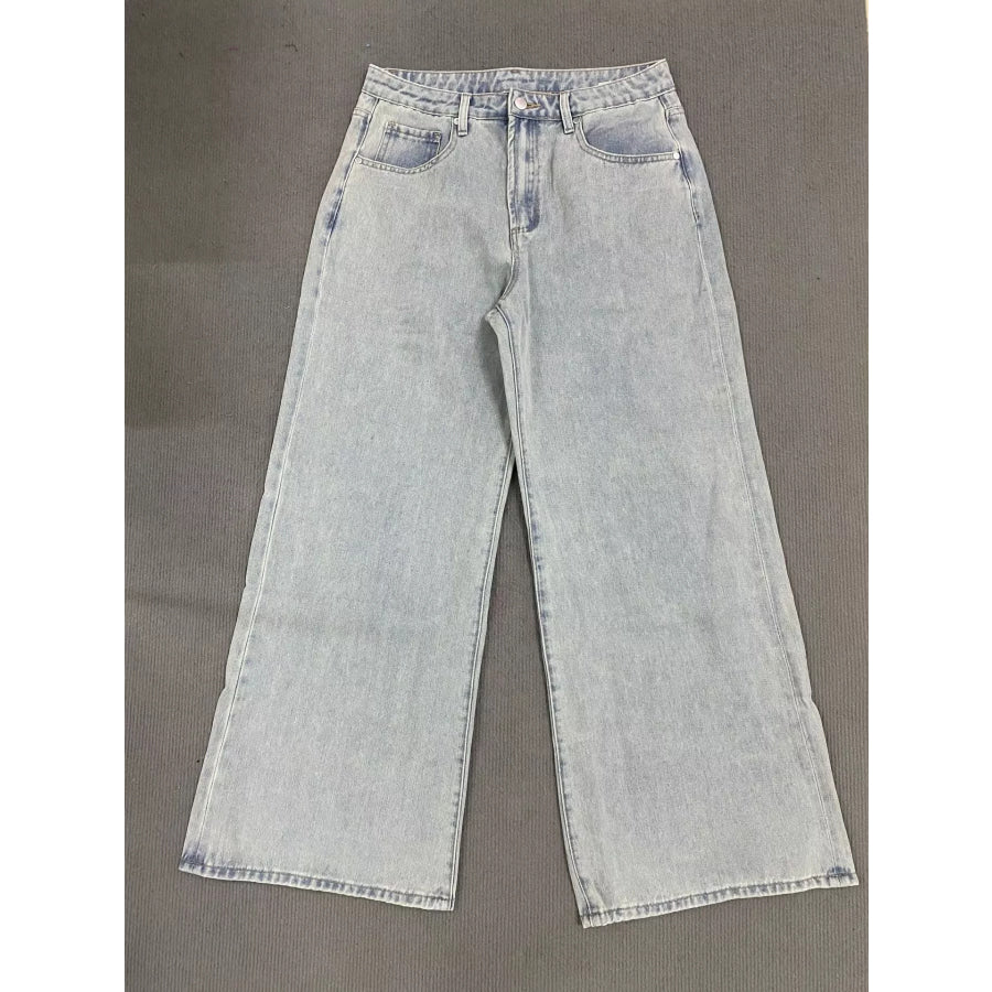 Washed Wide Leg Jeans Apparel and Accessories