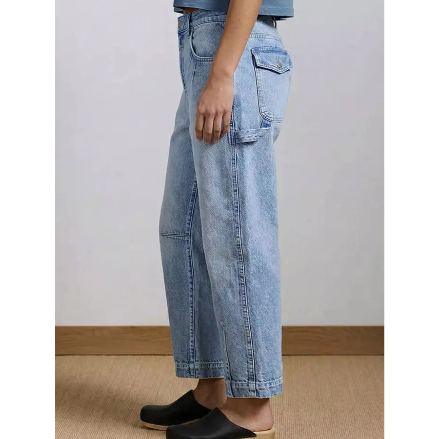 Washed Wide Leg Jeans Apparel and Accessories