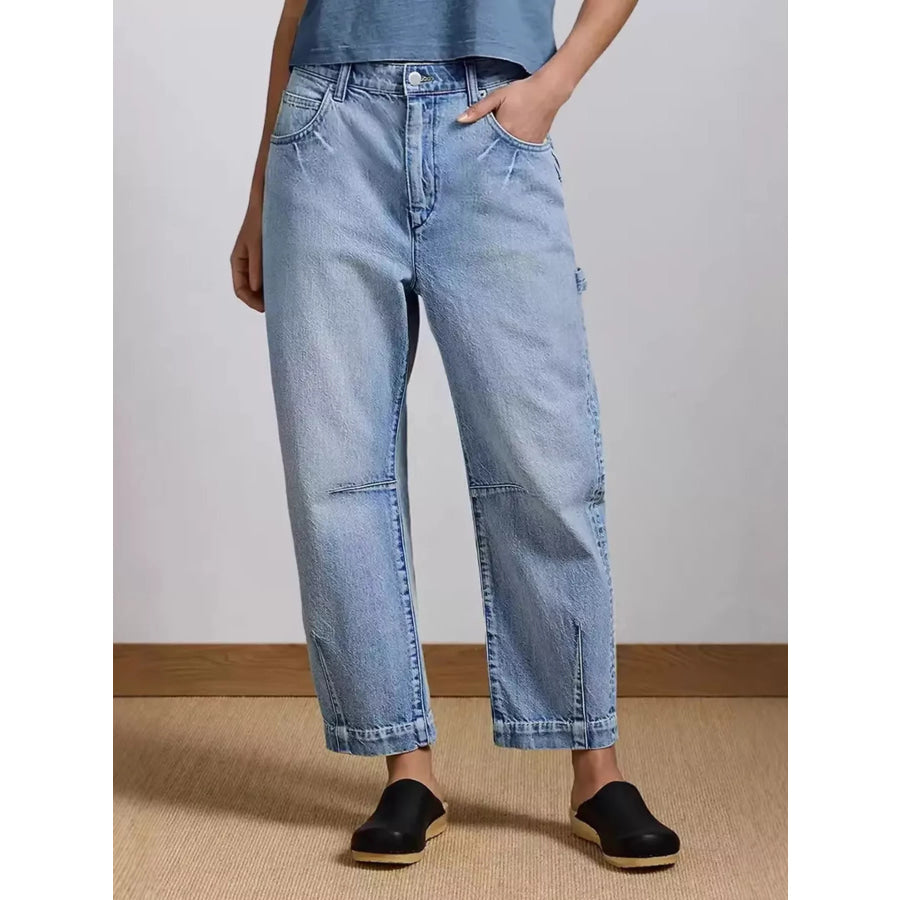 Washed Wide Leg Jeans Blue / S Apparel and Accessories