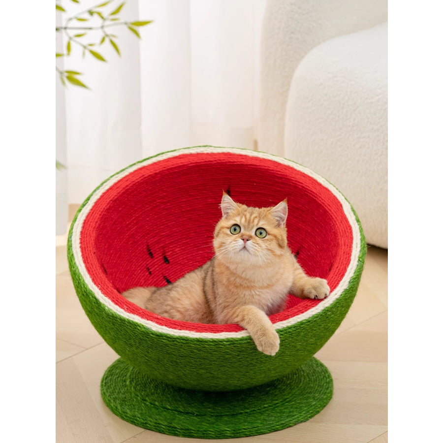 Watermelon Shaped Cat Scratching Post Nest Flat Style / L Apparel and Accessories