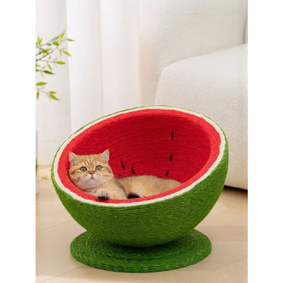Watermelon Shaped Cat Scratching Post Nest Apparel and Accessories
