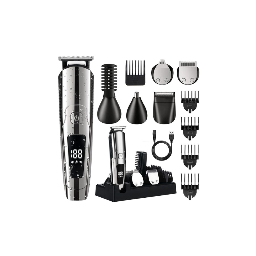 Waterproof Hair Clipper with LED Display Silver / ONESIZE Apparel and Accessories