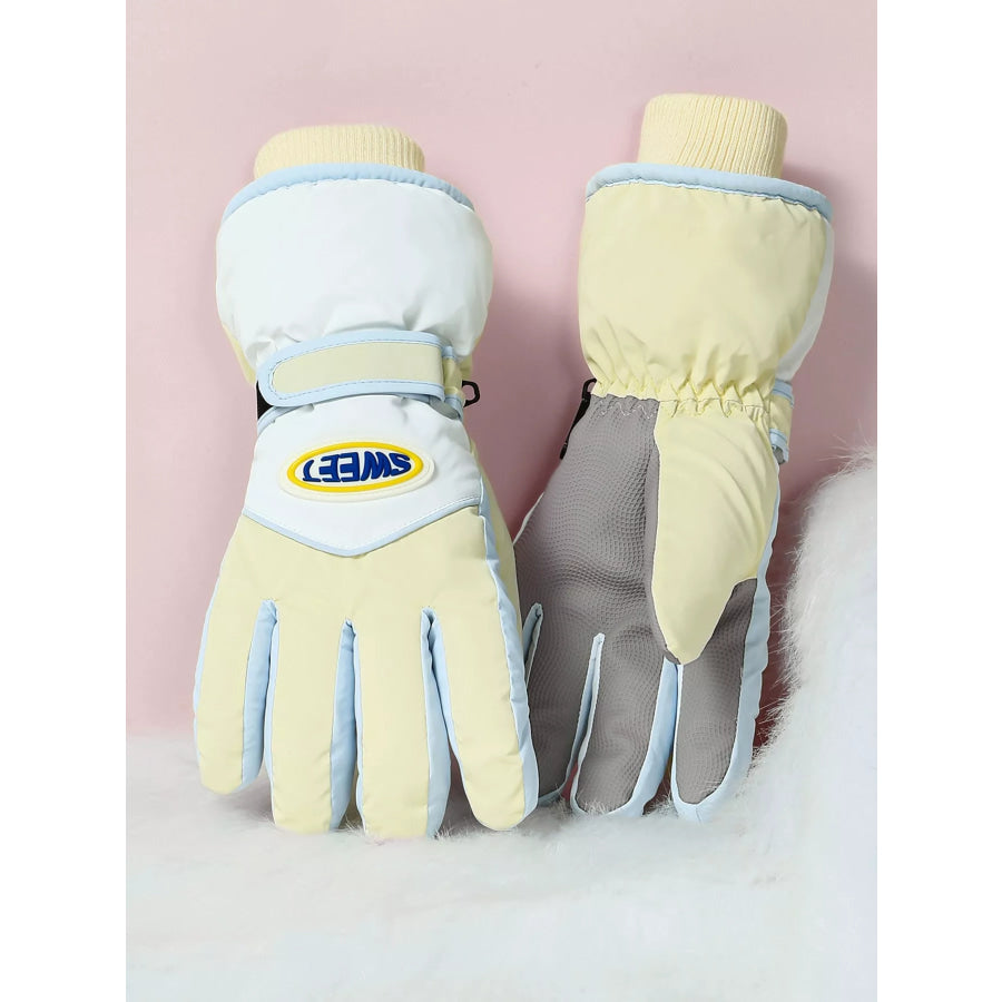 Waterproof Ski Gloves Pastel Yellow / One Size Apparel and Accessories