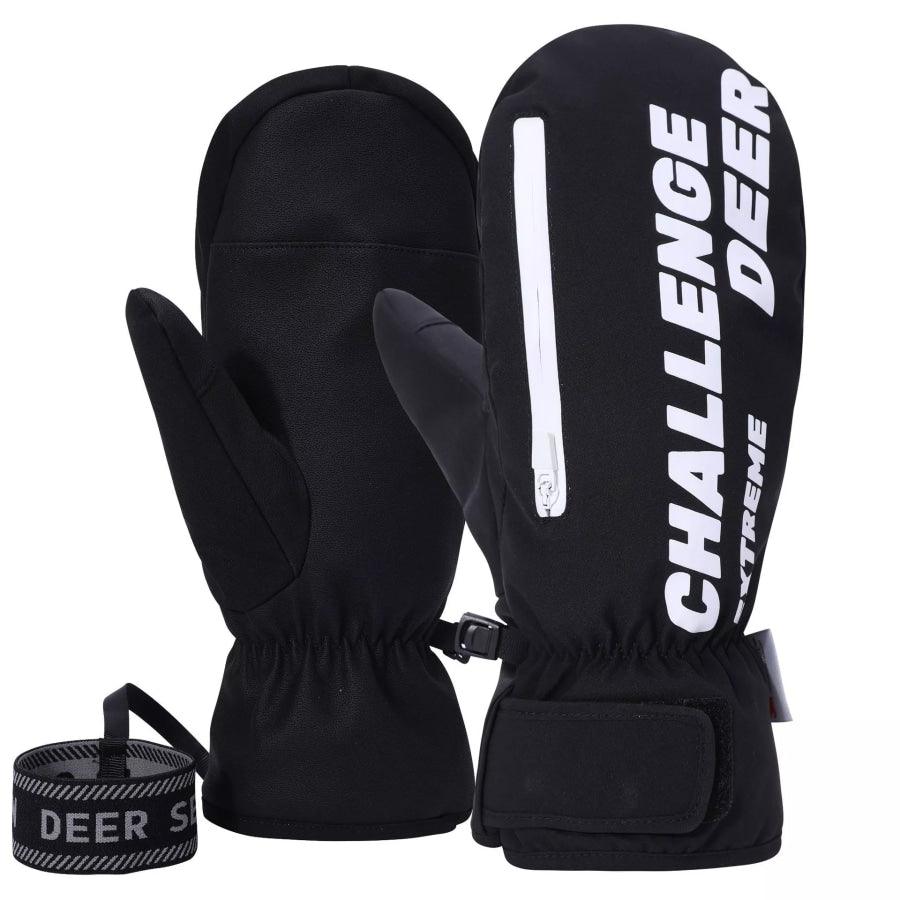 Waterproof Ski Mittens Black / One Size Apparel and Accessories