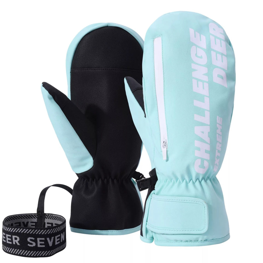 Waterproof Ski Mittens Water Cyan / One Size Apparel and Accessories