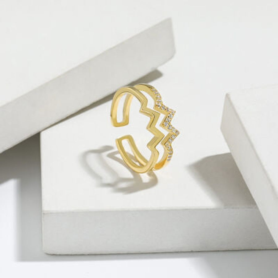 Wave Shape Inlaid Zircon Open Ring Apparel and Accessories