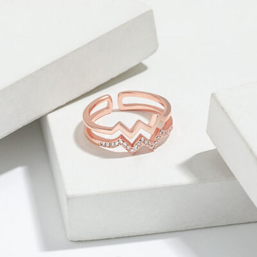 Wave Shape Inlaid Zircon Open Ring Apparel and Accessories