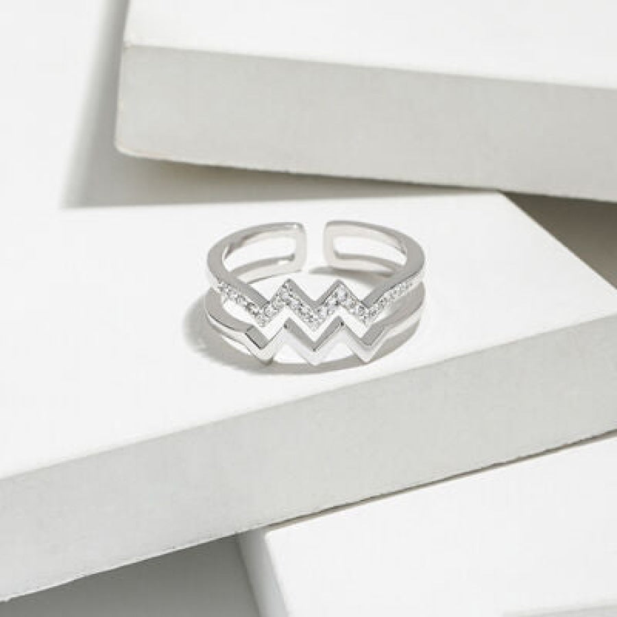 Wave Shape Inlaid Zircon Open Ring Apparel and Accessories