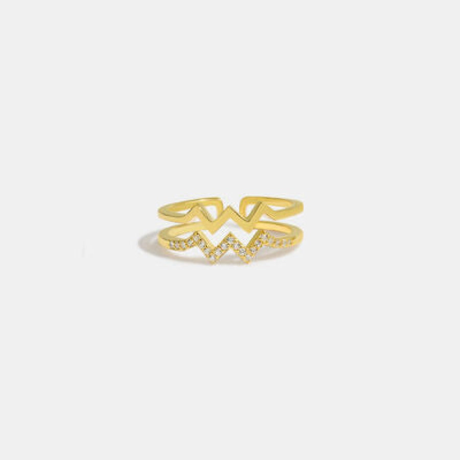 Wave Shape Inlaid Zircon Open Ring Gold / 6 Apparel and Accessories