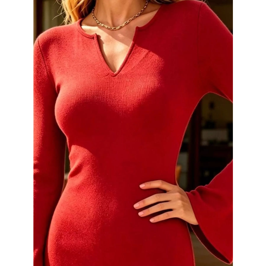 Wavy Striped Flare Sleeve Dress Apparel and Accessories