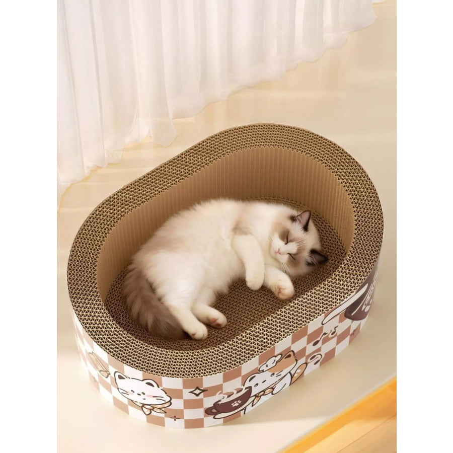 Wear-Resistant Cat Scratching Lounge Bed with Cartoon Design Oval Shape / L Apparel and Accessories