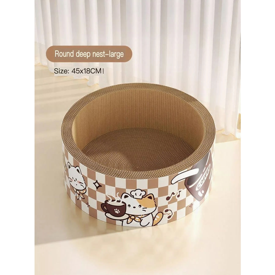 Wear-Resistant Cat Scratching Lounge Bed with Cartoon Design Round Shape / L Apparel and Accessories