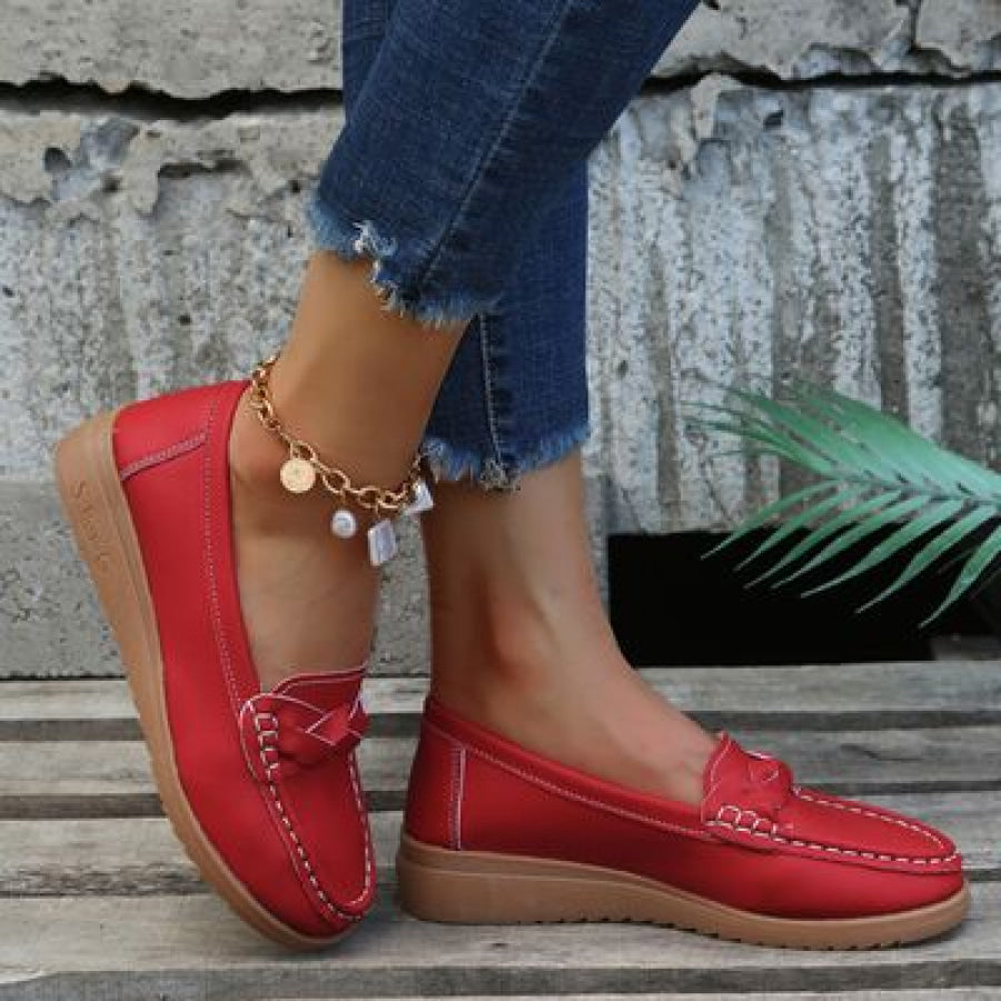 Weave Wedge Heeled Loafers Clothing