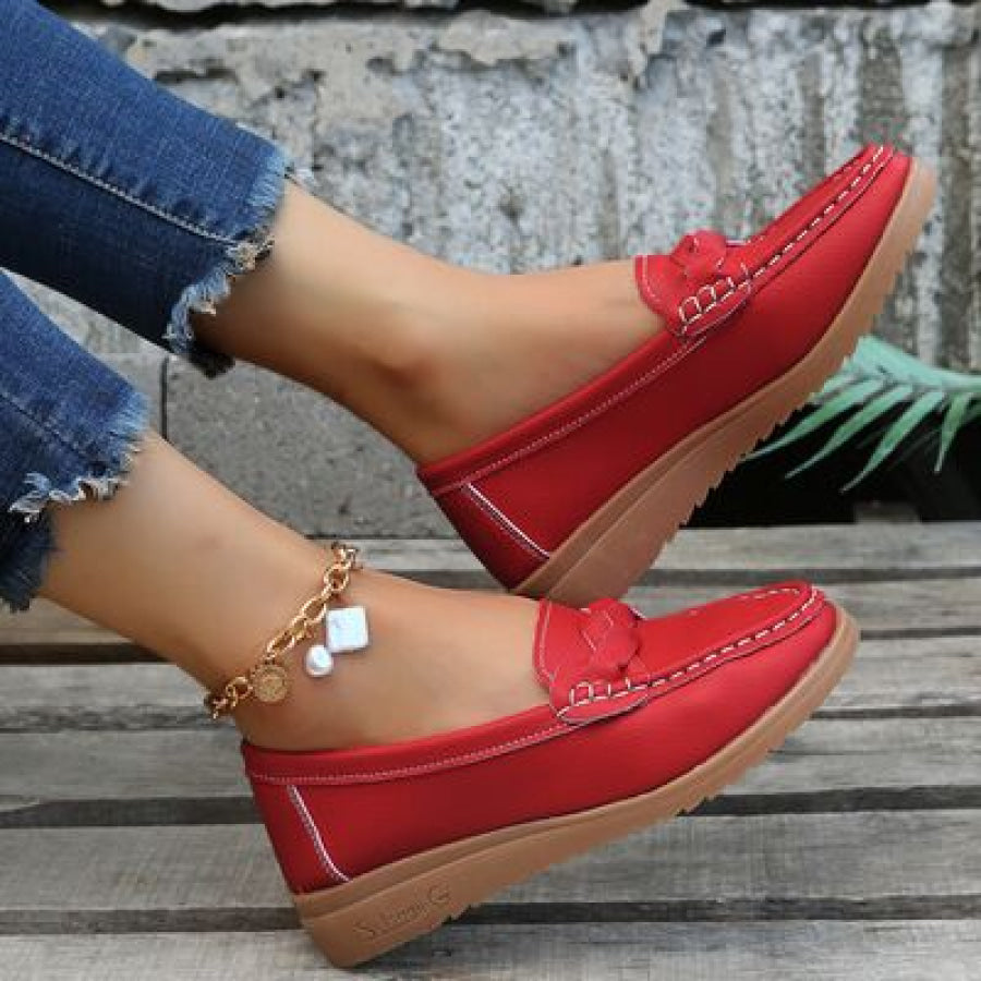 Weave Wedge Heeled Loafers Clothing