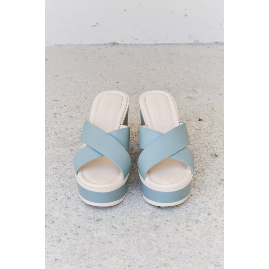 Weeboo Cherish The Moments Contrast Platform Sandals in Misty Blue footwear