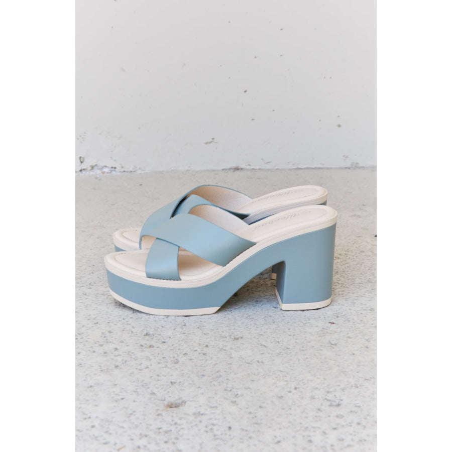 Weeboo Cherish The Moments Contrast Platform Sandals in Misty Blue footwear