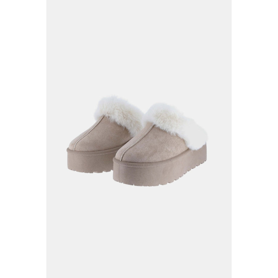 Weeboo Thick Bottom Fur Trim Snow Slippers Apparel and Accessories