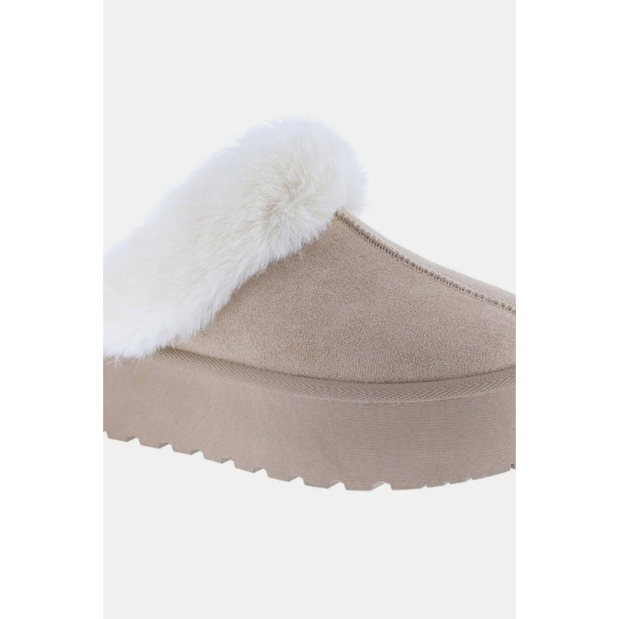 Weeboo Thick Bottom Fur Trim Snow Slippers Apparel and Accessories