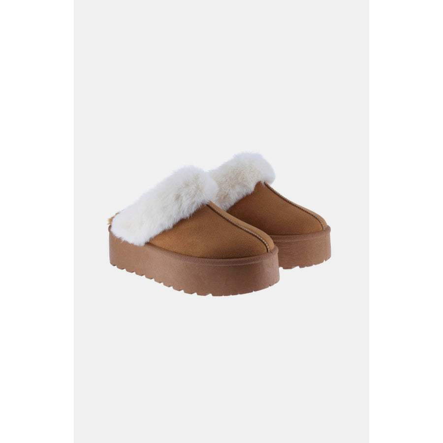 Weeboo Thick Bottom Fur Trim Snow Slippers Apparel and Accessories