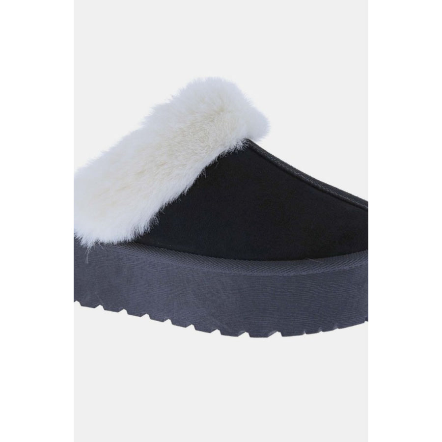 Weeboo Thick Bottom Fur Trim Snow Slippers Apparel and Accessories