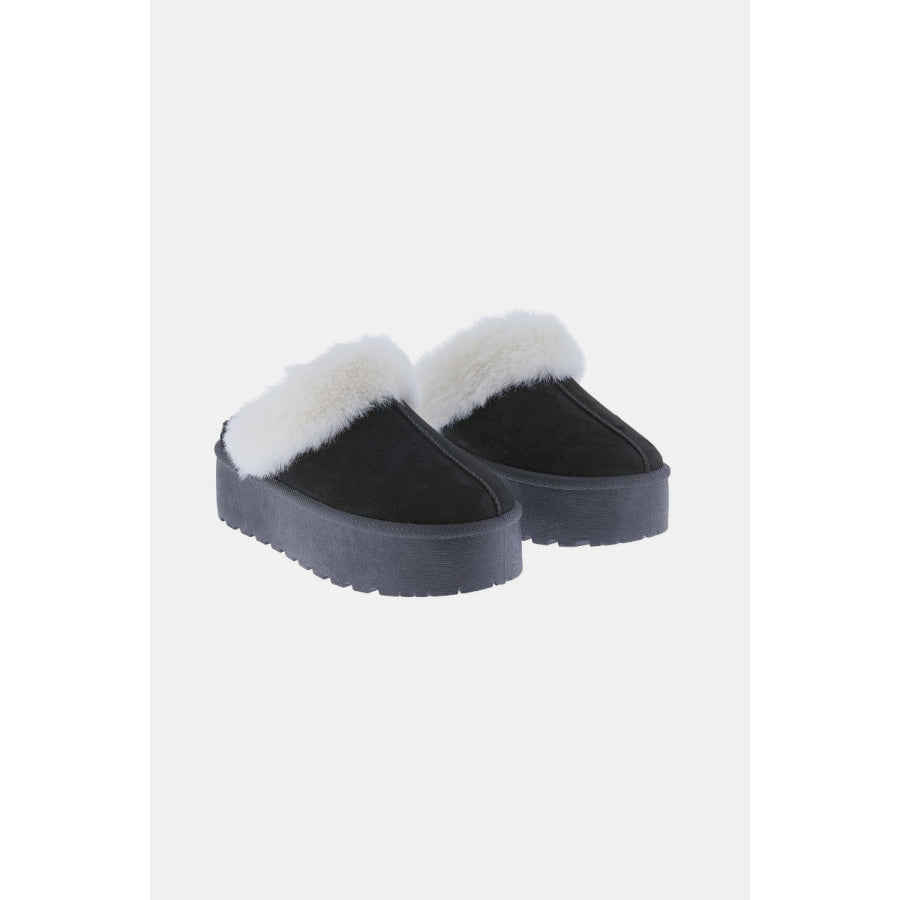 Weeboo Thick Bottom Fur Trim Snow Slippers Apparel and Accessories