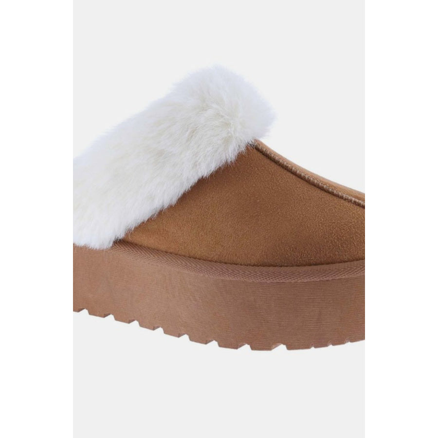 Weeboo Thick Bottom Fur Trim Snow Slippers Apparel and Accessories