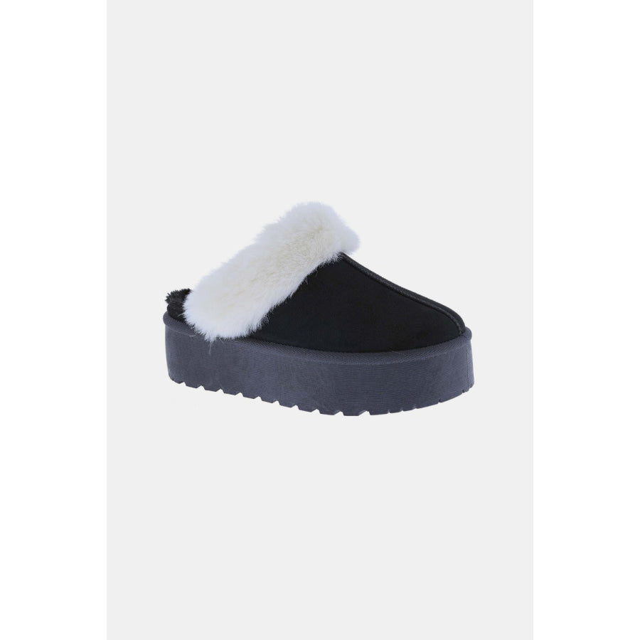 Weeboo Thick Bottom Fur Trim Snow Slippers Black / 6.5 Apparel and Accessories